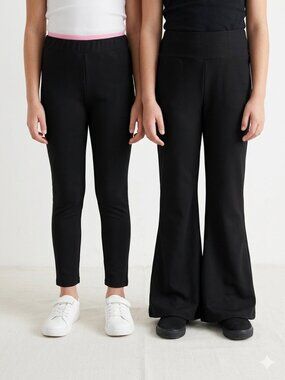 NWT Mumu Coco Girls 2-Pack Fleece Lined Pants Size 10 Black Leggings & Flares